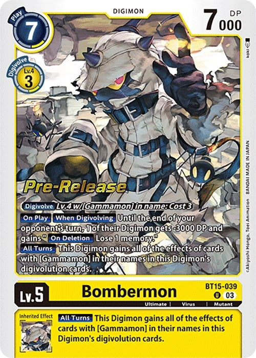 Image for Bombermon (BT15-039 U) (Exceed Apocalypse Pre-Release Cards) - Digimon Card Game