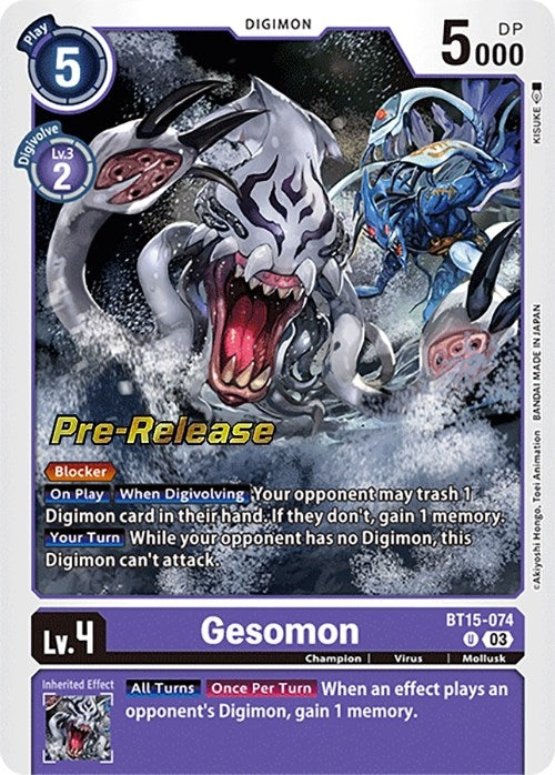 Image for Gesomon (BT15-074 U) (Exceed Apocalypse Pre-Release Cards) - Digimon Card Game