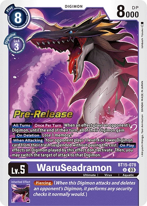 Image for WaruSeadramon (BT15-078 U) (Exceed Apocalypse Pre-Release Cards) - Digimon Card Game