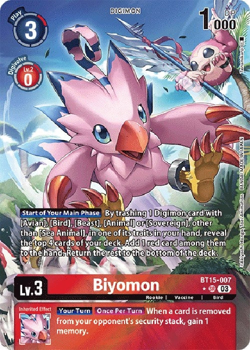 Image for Biyomon (Alternate Art) (BT15-007 SR) (Exceed Apocalypse) - Digimon Card Game
