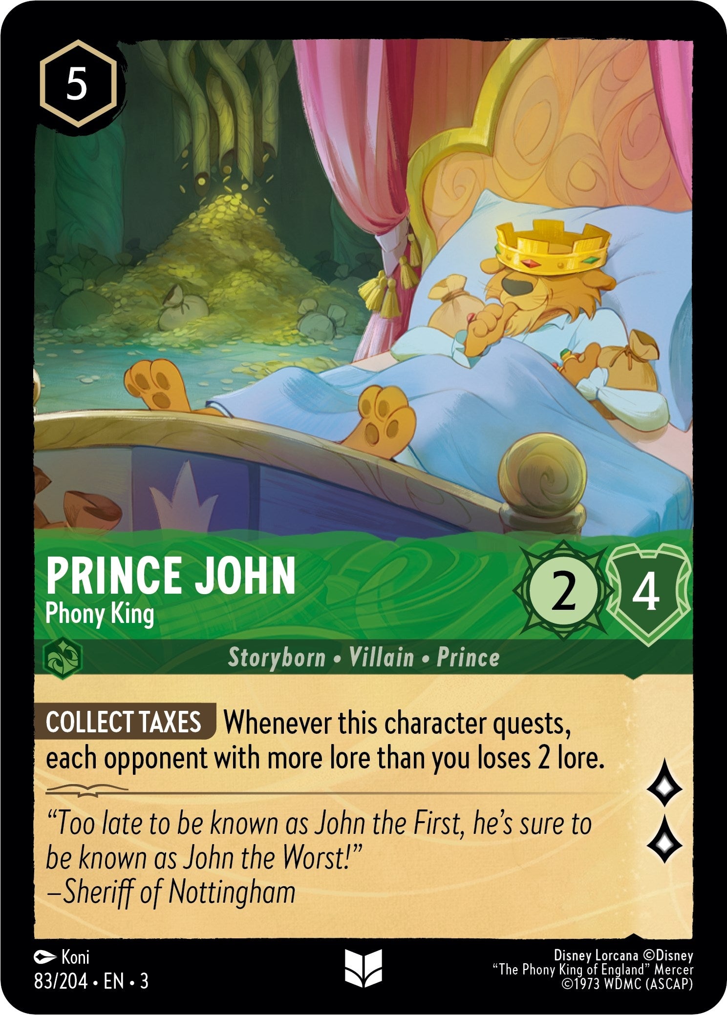 Image for Prince John - Phony King (83/204) (Into the Inklands) - Disney Lorcana