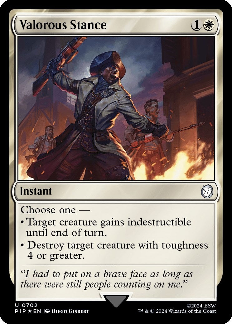 Image for Valorous Stance (Surge Foil) (702) (Universes Beyond: Fallout) - Magic: The Gathering
