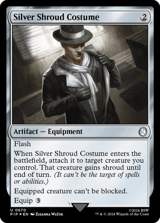 Image for Silver Shroud Costume (Surge Foil) (670) (Universes Beyond: Fallout) - Magic: The Gathering