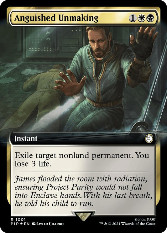 Image for Anguished Unmaking (Extended Art) (Surge Foil) (1001) (Universes Beyond: Fallout) - Magic: The Gathering