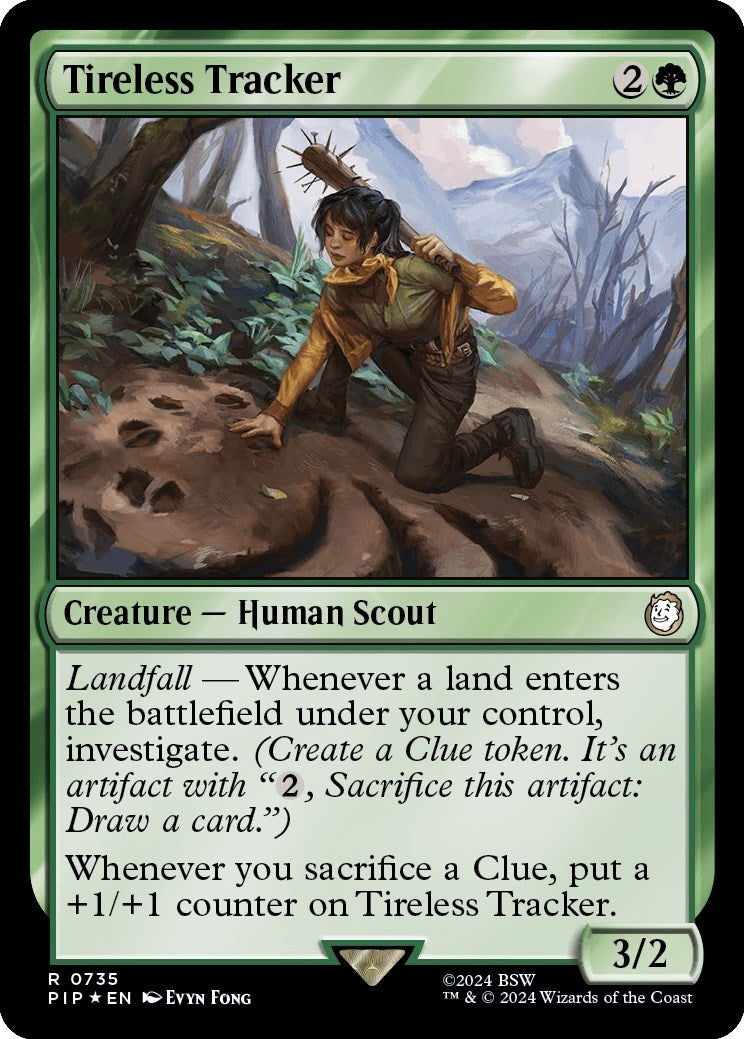 Image for Tireless Tracker (Surge Foil) (735) (Universes Beyond: Fallout) - Magic: The Gathering