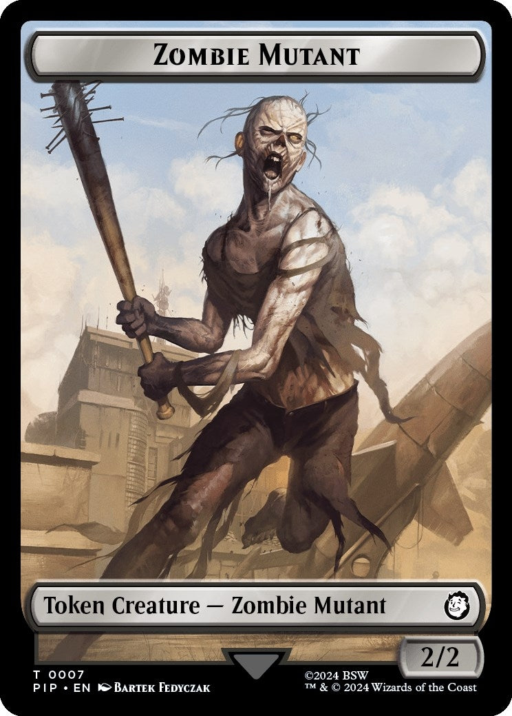 Image for Zombie Mutant // Clue Double-Sided Token (7 // 11) (Universes Beyond: Fallout) - Magic: The Gathering