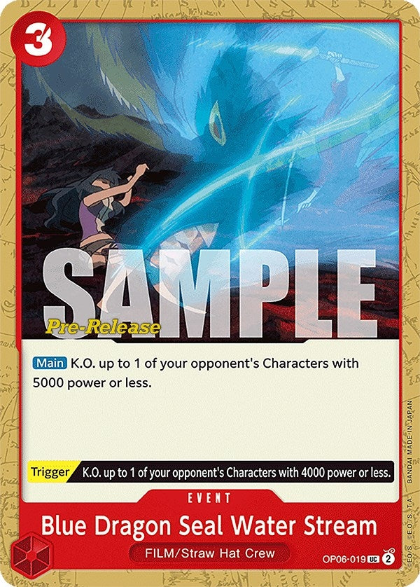 Image for Blue Dragon Seal Water Stream (OP06-019) (Wings of the Captain Pre-Release Cards) - One Piece Card Game