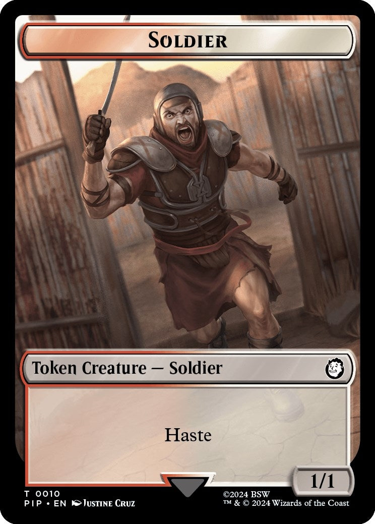 Image for Soldier (0010) // Warrior Double-Sided Token (10 // 5) (Universes Beyond: Fallout) - Magic: The Gathering