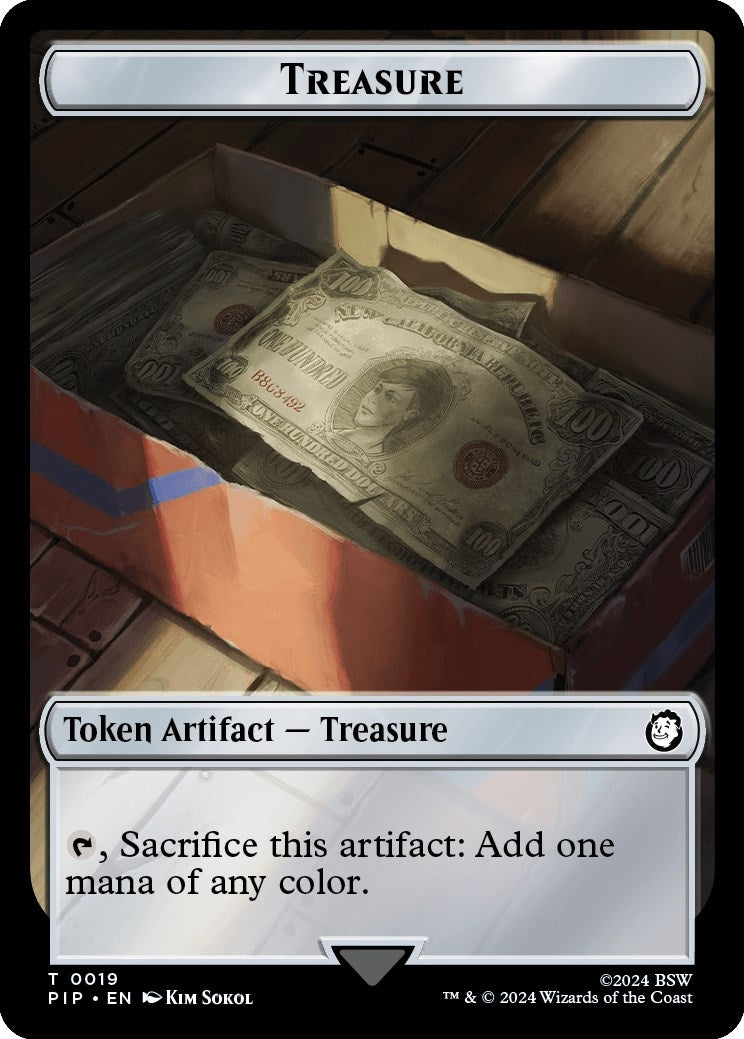 Image for Treasure (0019) // Zombie Mutant Double-Sided Token (19 // 7) (Universes Beyond: Fallout) - Magic: The Gathering