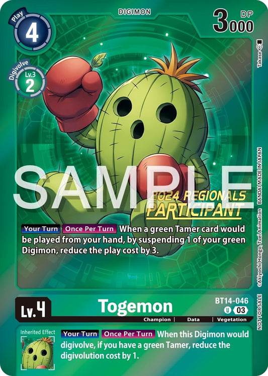 Image for Togemon (2024 Regionals Participant) (BT14-046 U) (Blast Ace) - Digimon Card Game