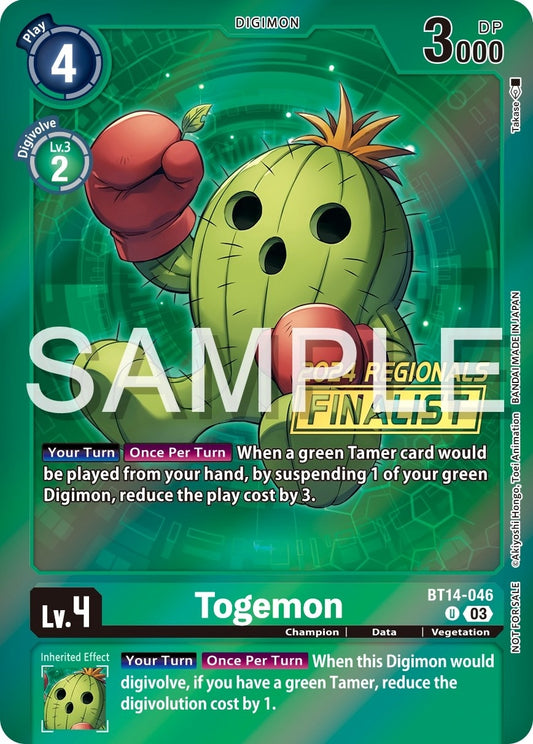 Image for Togemon (2024 Regionals Finalist) (BT14-046 U) (Blast Ace) - Digimon Card Game