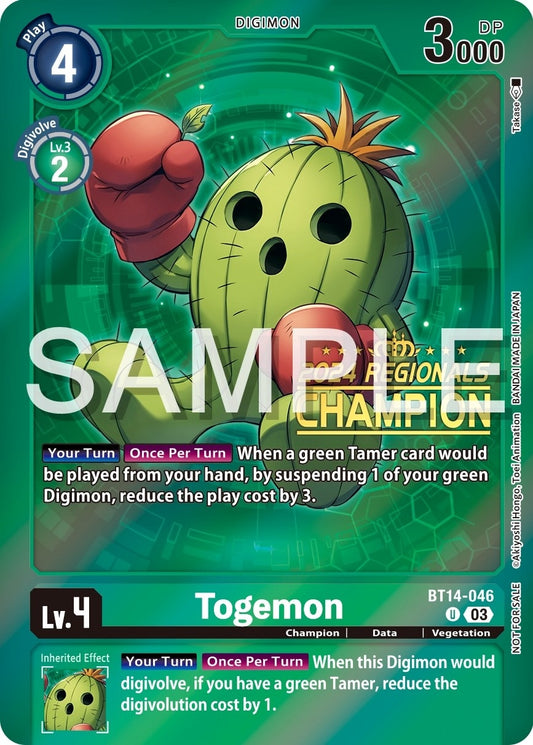 Image for Togemon (2024 Regionals Champion) (BT14-046 U) (Blast Ace) - Digimon Card Game