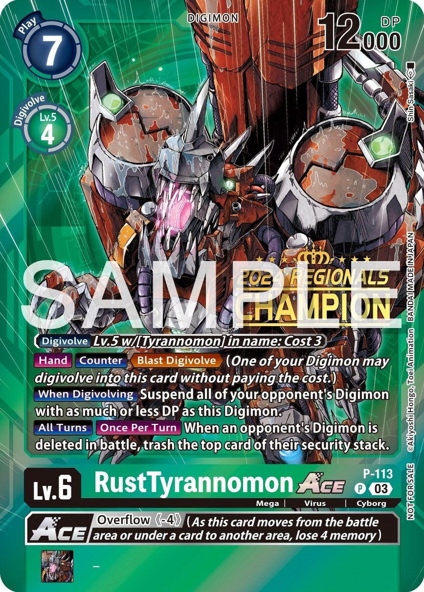 Image for RustTyrannomon ACE - P-113 (2024 Regionals Champion) (P-113 P) (Digimon Promotion Cards) - Digimon Card Game