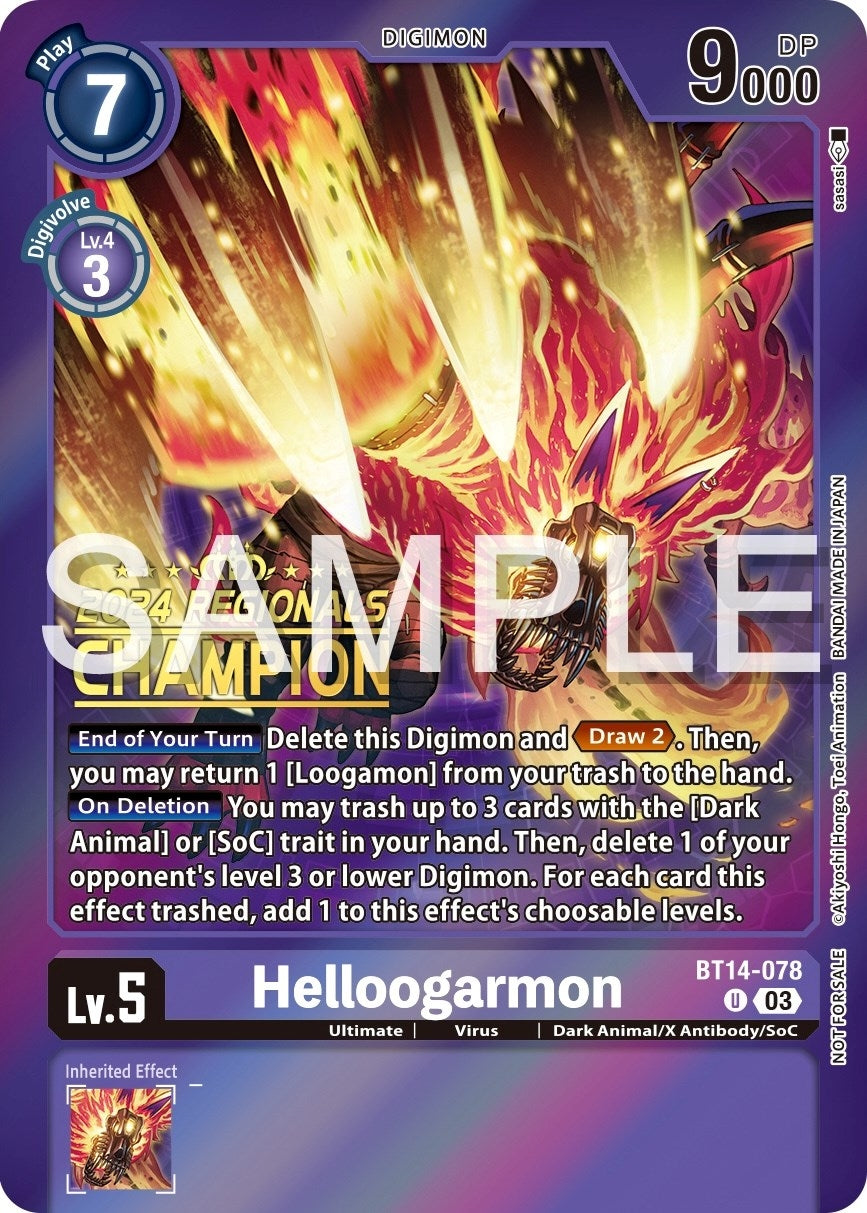 Image for Helloogarmon (2024 Regionals Champion) (BT14-078 U) (Blast Ace) - Digimon Card Game