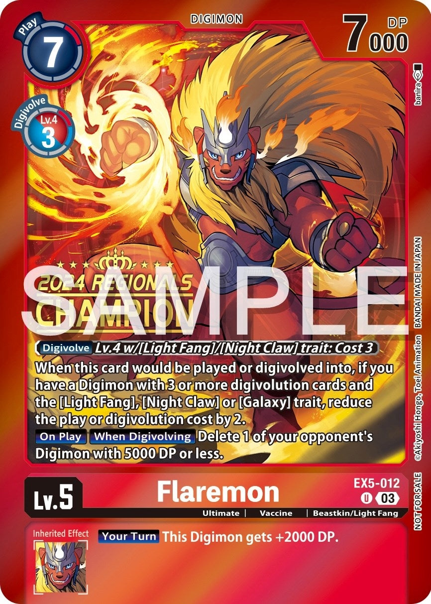 Image for Flaremon (2024 Regionals Champion) (EX5-012 U) (Animal Colosseum) - Digimon Card Game