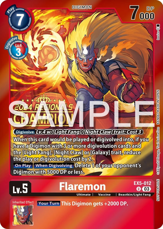 Image for Flaremon (2024 Regionals Champion) (EX5-012 U) (Animal Colosseum) - Digimon Card Game