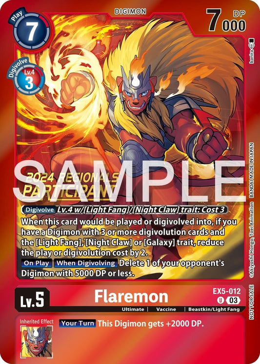 Image for Flaremon (2024 Regionals Participant) (EX5-012 U) (Animal Colosseum) - Digimon Card Game