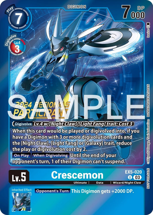 Image for Crescemon (2024 Regionals Participant) (EX5-020 U) (Animal Colosseum) - Digimon Card Game