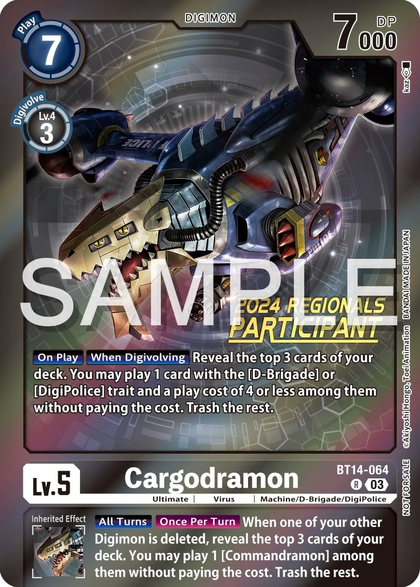 Image for Cargodramon (2024 Regionals Participant) (BT14-064 R) (Blast Ace) - Digimon Card Game