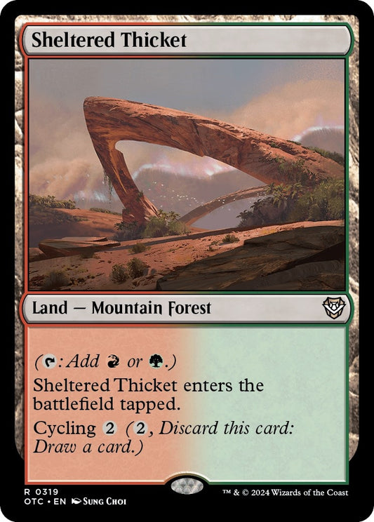Image for Sheltered Thicket (319) (Commander: Outlaws of Thunder Junction) - Magic: The Gathering
