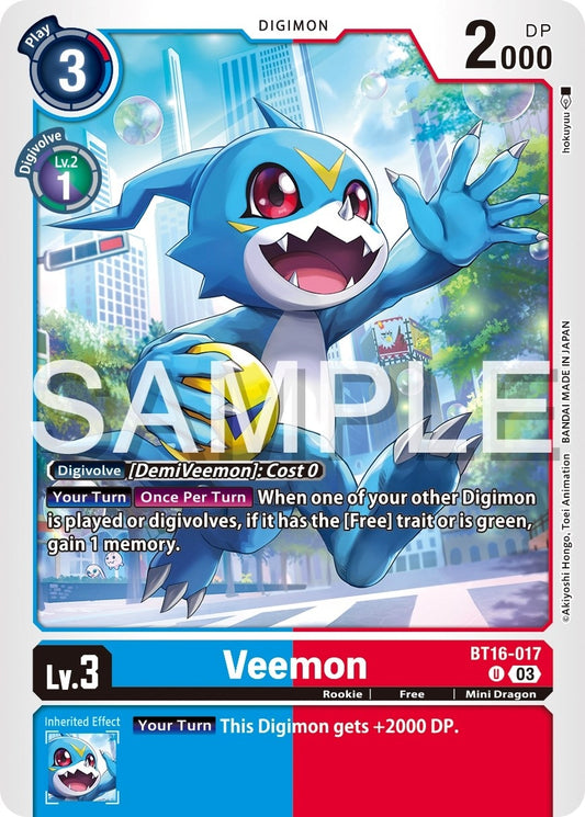 Image for Veemon (BT16-017 U) (Beginning Observer) - Digimon Card Game