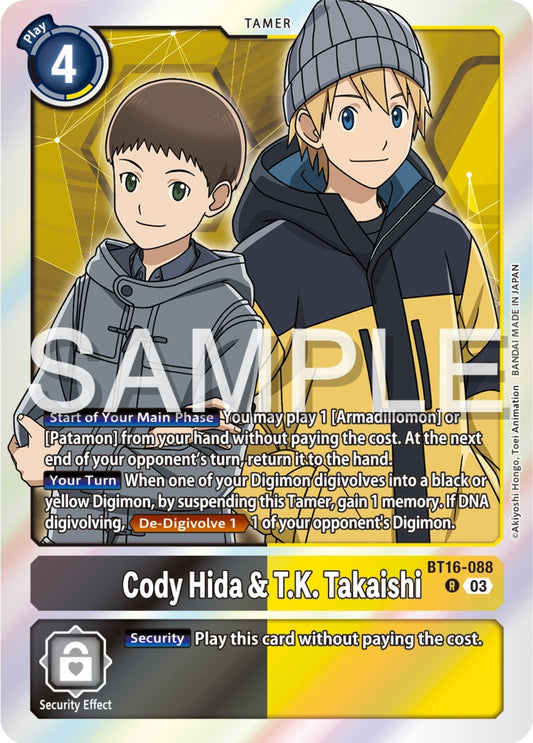 Image for Cody Hida & T.K. Takaishi (BT16-088 R) (Beginning Observer) - Digimon Card Game