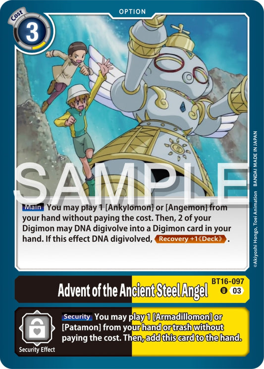 Image for Advent of the Ancient Steel Angel (BT16-097 U) (Beginning Observer) - Digimon Card Game