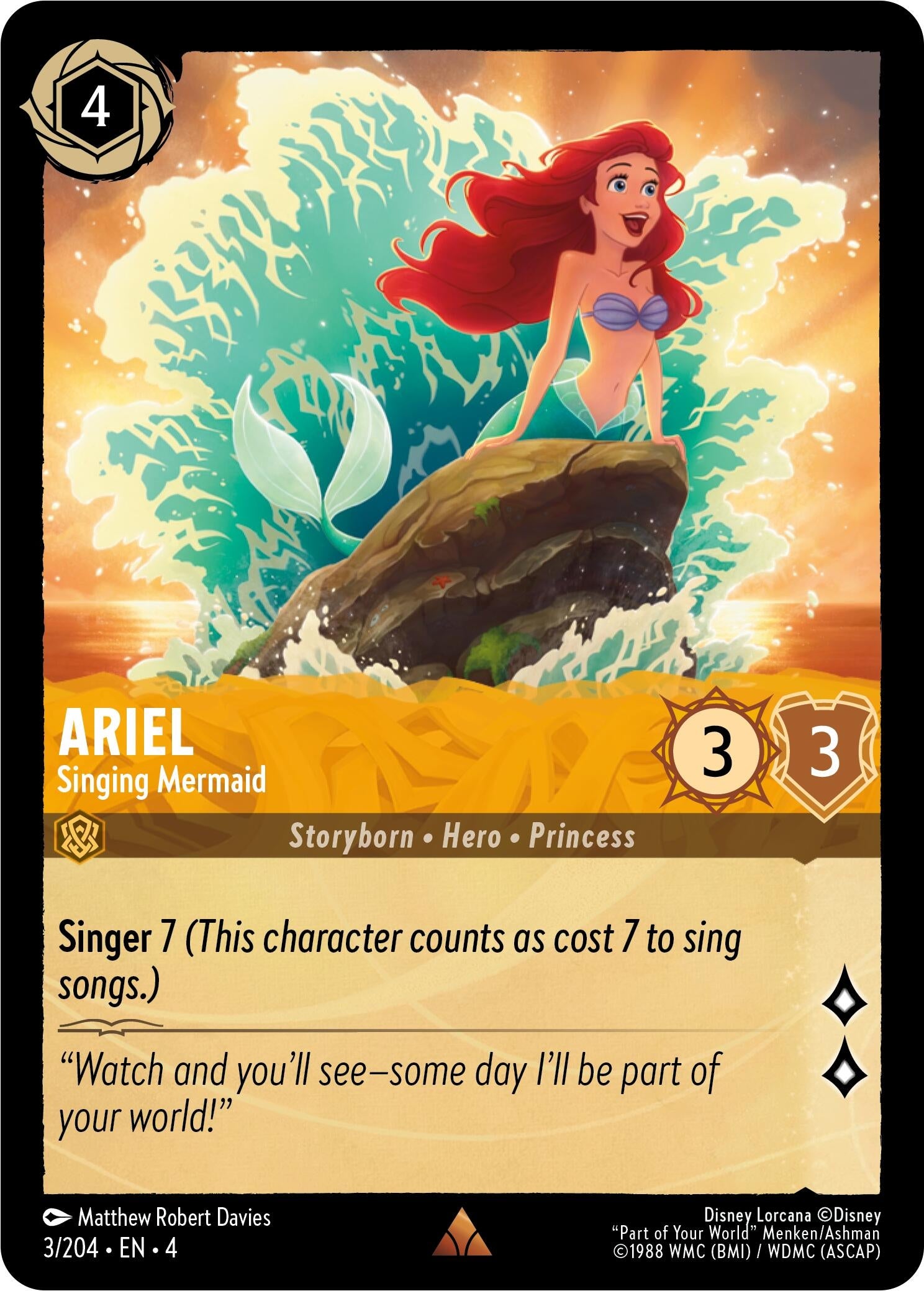 Image for Ariel - Singing Mermaid (3/204) (Ursula's Return) - Disney Lorcana