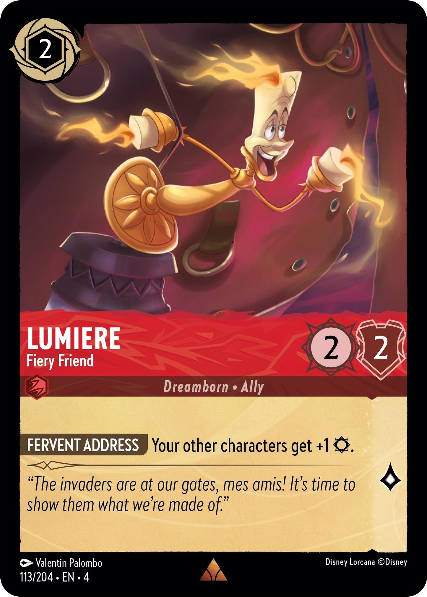 Image for Lumiere - Fiery Friend (113/204) (Ursula's Return) - Disney Lorcana