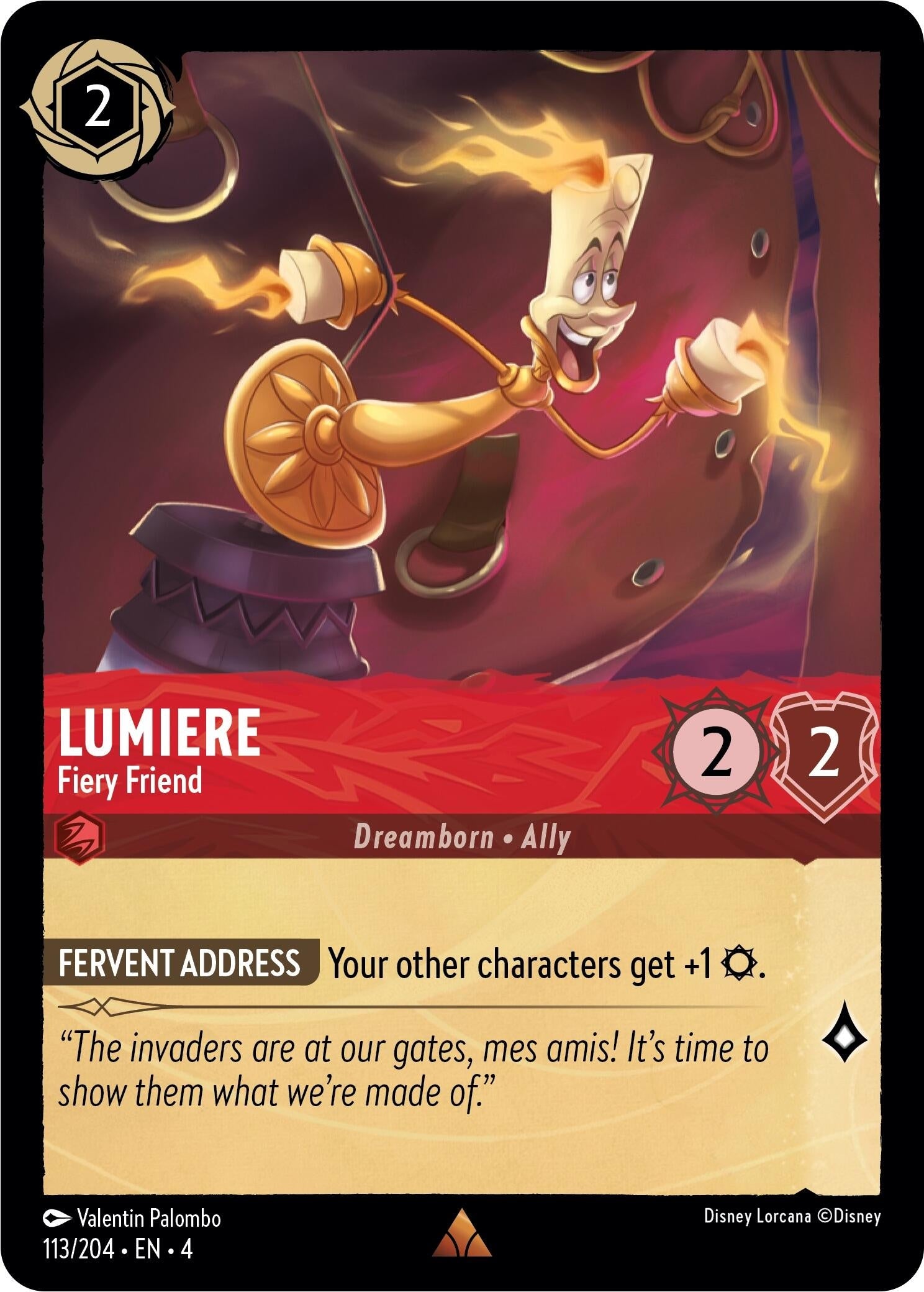 Image for Lumiere - Fiery Friend (113/204) (Ursula's Return) - Disney Lorcana