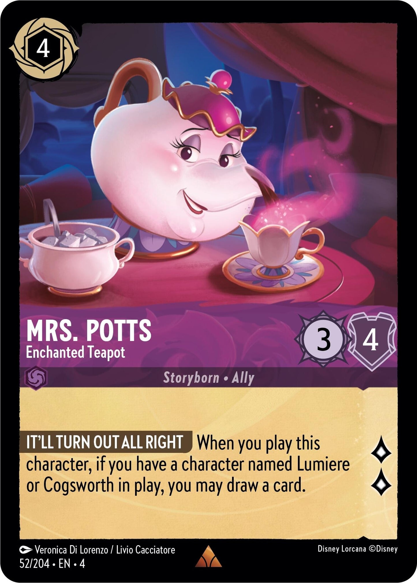 Image for Mrs. Potts - Enchanted Teapot (52/204) (Ursula's Return) - Disney Lorcana