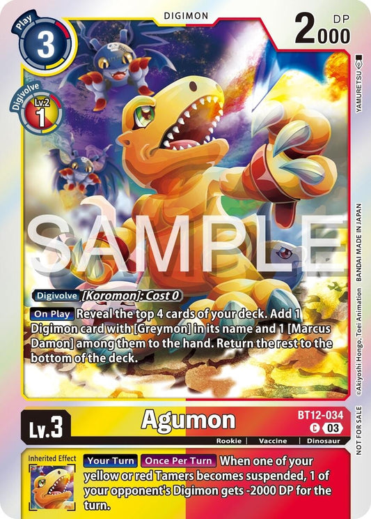 Image for Agumon - BT12-034 (Official Tournament Vol.13 Winner Pack) (BT12-034 C) (Across Time) - Digimon Card Game