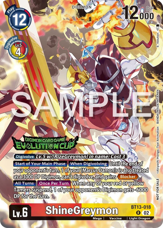 Image for ShineGreymon - BT13-018 (2024 Evolution Cup) (BT13-018 R) (Versus Royal Knights) - Digimon Card Game