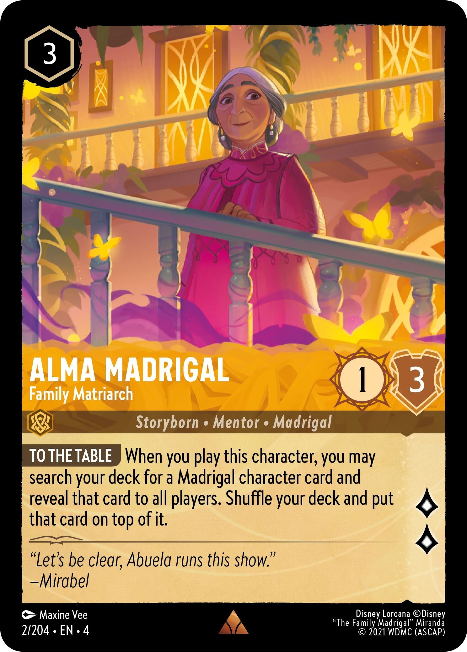 Image for Alma Madrigal - Family Matriarch (2/204) (Ursula's Return) - Disney Lorcana
