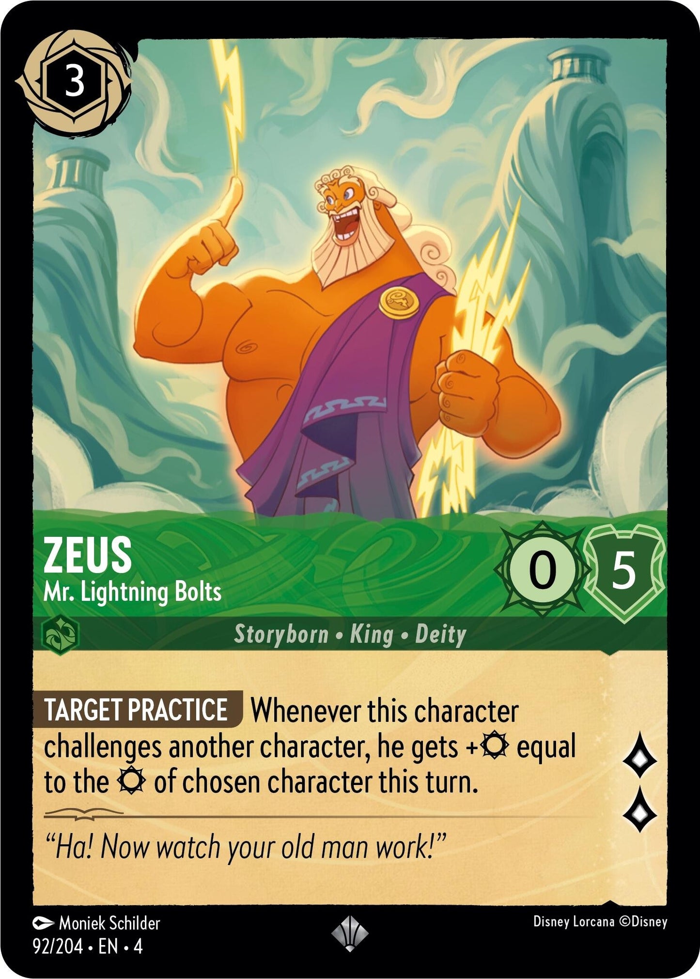 Image for Zeus - Mr. Lightning Bolts (92/204) (Ursula's Return) - Disney Lorcana