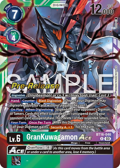 Image for GranKuwagamon ACE (BT16-046 R) (Beginning Observer Pre-Release Cards) - Digimon Card Game