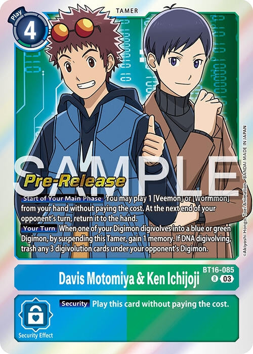 Image for Davis Motomiya & Ken Ichijoji (BT16-085 R) (Beginning Observer Pre-Release Cards) - Digimon Card Game