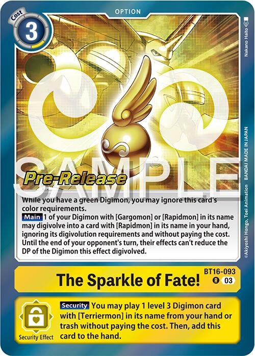 Image for The Sparkle of Fate! (BT16-093 R) (Beginning Observer Pre-Release Cards) - Digimon Card Game