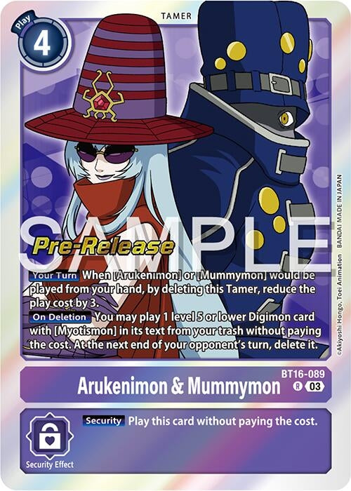Image for Arukenimon & Mummymon (BT16-089 R) (Beginning Observer Pre-Release Cards) - Digimon Card Game