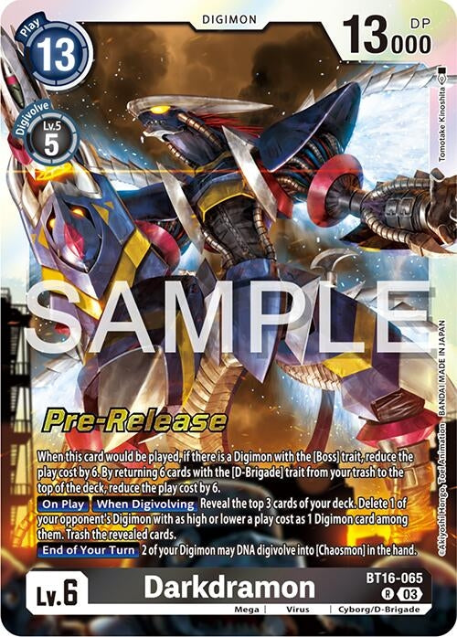 Image for Darkdramon (BT16-065 R) (Beginning Observer Pre-Release Cards) - Digimon Card Game