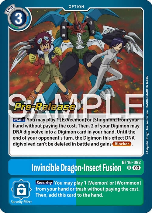 Image for Invincible Dragon-Insect Fusion (BT16-092 U) (Beginning Observer Pre-Release Cards) - Digimon Card Game