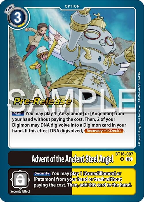 Image for Advent of the Ancient Steel Angel (BT16-097 U) (Beginning Observer Pre-Release Cards) - Digimon Card Game