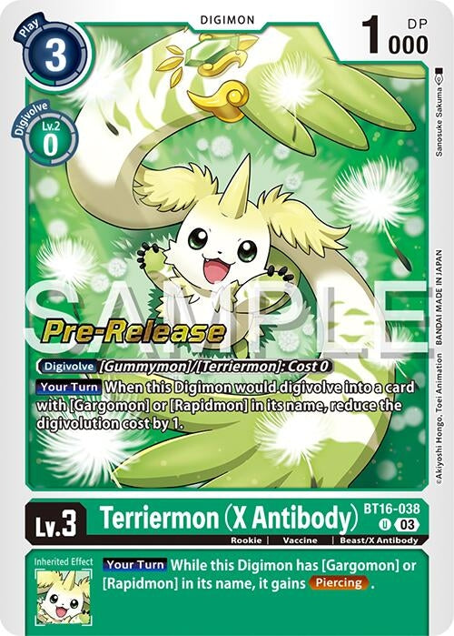 Image for Terriermon (X Antibody) (BT16-038 U) (Beginning Observer Pre-Release Cards) - Digimon Card Game