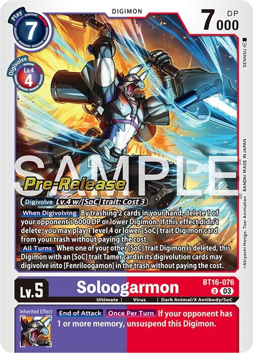 Image for Soloogarmon (BT16-076 U) (Beginning Observer Pre-Release Cards) - Digimon Card Game