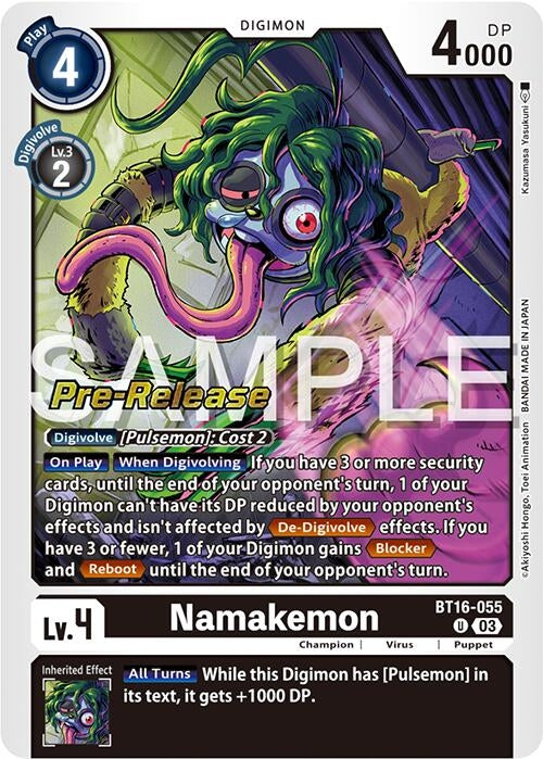 Image for Namakemon (BT16-055 U) (Beginning Observer Pre-Release Cards) - Digimon Card Game