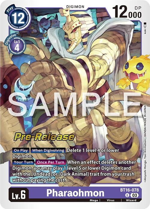 Image for Pharaohmon (BT16-078 U) (Beginning Observer Pre-Release Cards) - Digimon Card Game