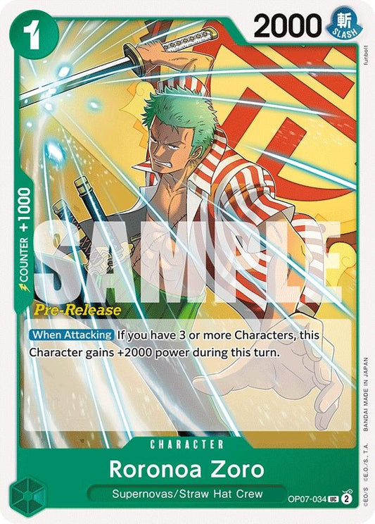 Image for Roronoa Zoro (034) (OP07-034) (500 Years in the Future Pre-Release Cards) - One Piece Card Game