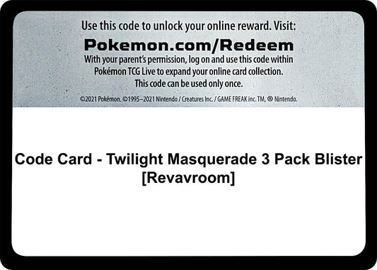 Image for Code Card - Twilight Masquerade 3 Pack Blister [Revavroom] (SV06: Twilight Masquerade) - Pokemon