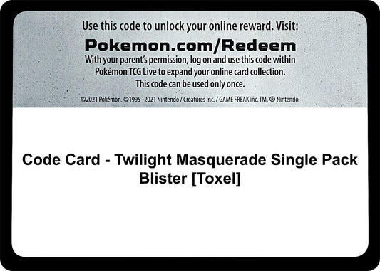 Image for Code Card - Twilight Masquerade Single Pack Blister [Toxel] (SV06: Twilight Masquerade) - Pokemon