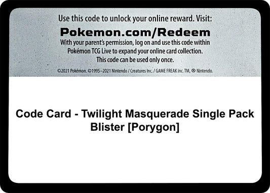 Image for Code Card - Twilight Masquerade Single Pack Blister [Porygon] (SV06: Twilight Masquerade) - Pokemon